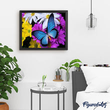 Carica l'immagine nel visualizzatore di Gallery, Diamond Painting - Farfalla Blu E Fiori