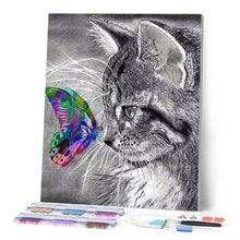 Carica l'immagine nel visualizzatore di Gallery, Diamond Painting - Gatto E Farfalla Colorati