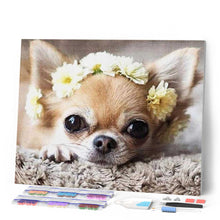 Carica l'immagine nel visualizzatore di Gallery, Diamond Painting - Corona Di Fiori E Cagnolino