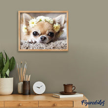 Carica l'immagine nel visualizzatore di Gallery, Diamond Painting - Corona Di Fiori E Cagnolino