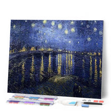 Carica l'immagine nel visualizzatore di Gallery, Diamond Painting - Van Gogh Notte Stellata Sul Rodano 40x50cm tela già incorniciata