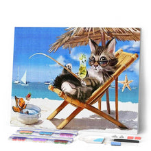Carica l'immagine nel visualizzatore di Gallery, Diamond Painting - Gatto Che Si Rilassa D'Estate