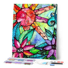 Carica l'immagine nel visualizzatore di Gallery, Diamond Painting - Vetrata Con Fiori E Sole
