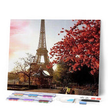 Carica l'immagine nel visualizzatore di Gallery, Diamond Painting - Torre Eiffel E Fiori Rossi