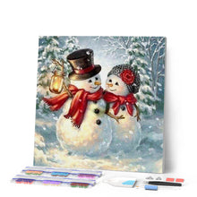 Carica l'immagine nel visualizzatore di Gallery, Diamond Painting - Coppia Di Pupazzi Di Neve