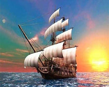 Carica l'immagine nel visualizzatore di Gallery, Diamond Painting - Barca A Vela Allo Spuntar Del Giorno