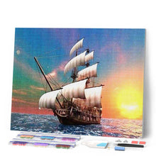Carica l'immagine nel visualizzatore di Gallery, Diamond Painting - Barca A Vela Allo Spuntar Del Giorno