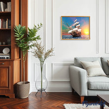 Carica l'immagine nel visualizzatore di Gallery, Diamond Painting - Barca A Vela Allo Spuntar Del Giorno