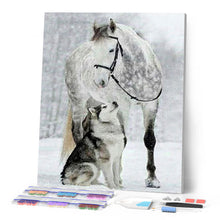Carica l'immagine nel visualizzatore di Gallery, Diamond Painting - Cavallo E Lupo Nella Neve