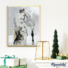 Carica l'immagine nel visualizzatore di Gallery, Diamond Painting - Cavallo E Lupo Nella Neve