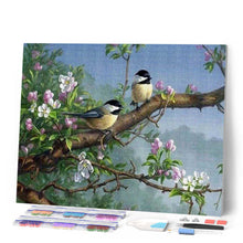 Carica l'immagine nel visualizzatore di Gallery, Diamond Painting - Uccelli Su Un Ramo Fiorito