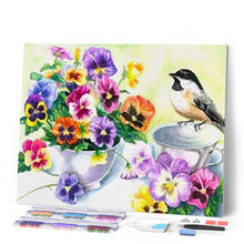 Carica l'immagine nel visualizzatore di Gallery, Diamond Painting - Uccellino E Coppa Di Fiori