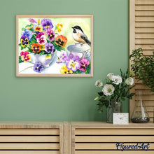 Carica l'immagine nel visualizzatore di Gallery, Diamond Painting - Uccellino E Coppa Di Fiori