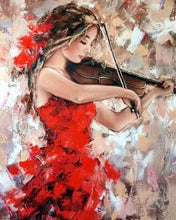 Carica l'immagine nel visualizzatore di Gallery, Diamond Painting - Violinista in Abito Rosso