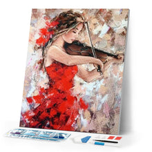 Carica l'immagine nel visualizzatore di Gallery, Diamond Painting - Violinista in Abito Rosso