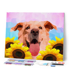 Carica l'immagine nel visualizzatore di Gallery, Diamond Painting - Cane e girasoli geometrici
