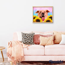 Carica l'immagine nel visualizzatore di Gallery, Diamond Painting - Cane e girasoli geometrici