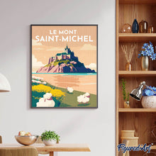 Carica l'immagine nel visualizzatore di Gallery, Diamond Painting - Poster di viaggio a Mont Saint-Michel 40x50cm tela già incorniciata