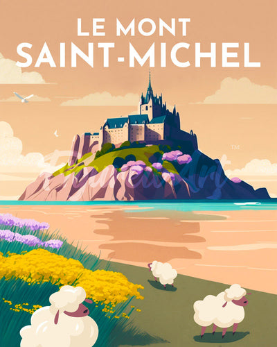 Diamond Painting - Poster di viaggio a Mont Saint-Michel 40x50cm tela già incorniciata
