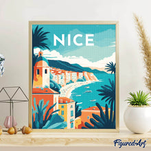 Carica l&#39;immagine nel visualizzatore di Gallery, Diamond Painting - Poster di viaggio a Nizza 40x50cm tela già incorniciata