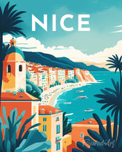 Carica l'immagine nel visualizzatore di Gallery, Diamond Painting - Poster di viaggio a Nizza 40x50cm tela già incorniciata