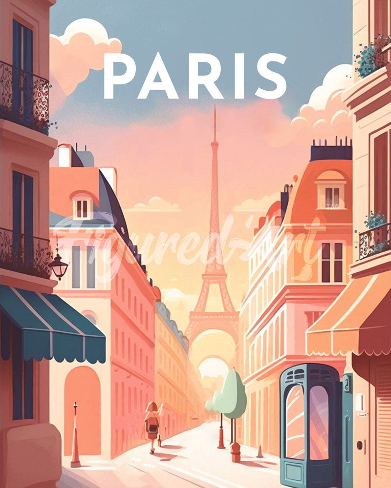 Diamond Painting - Poster di viaggio a Parigi 40x50cm tela già incorniciata