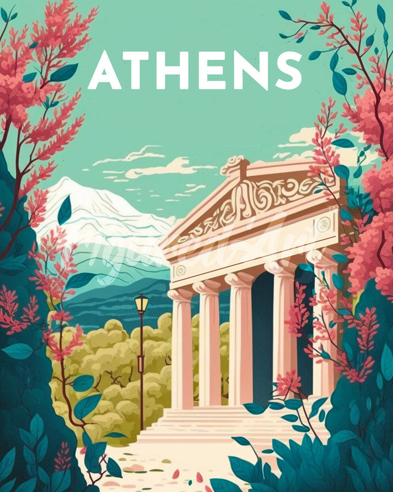 Diamond Painting - Poster di viaggio ad Atene 40x50cm tela già incorniciata