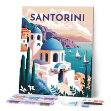 Carica l'immagine nel visualizzatore di Gallery, Diamond Painting - Poster di viaggio a Santorini