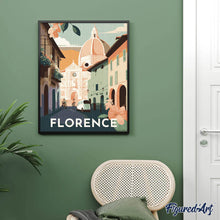 Carica l'immagine nel visualizzatore di Gallery, Diamond Painting - Poster di viaggio a Firenze 40x50cm tela già incorniciata