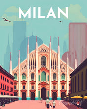 Carica l'immagine nel visualizzatore di Gallery, Diamond Painting - Poster di viaggio a Milano