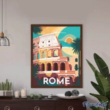 Carica l&#39;immagine nel visualizzatore di Gallery, Diamond Painting - Poster di viaggio a Roma 40x50cm tela già incorniciata