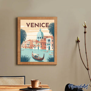 Diamond Painting - Poster di viaggio a Venezia 40x50cm tela già incorniciata