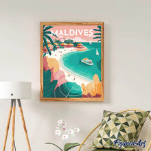 Carica l'immagine nel visualizzatore di Gallery, Diamond Painting - Poster di viaggio alle Maldive