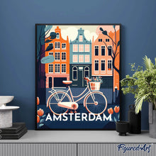 Carica l&#39;immagine nel visualizzatore di Gallery, Diamond Painting - Poster di viaggio ad Amsterdam 40x50cm tela già incorniciata
