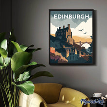 Carica l'immagine nel visualizzatore di Gallery, Diamond Painting - Poster di viaggio a Edimburgo 40x50cm tela già incorniciata