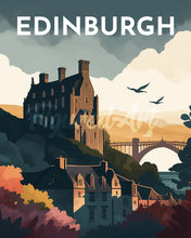 Carica l&#39;immagine nel visualizzatore di Gallery, Diamond Painting - Poster di viaggio a Edimburgo 40x50cm tela già incorniciata