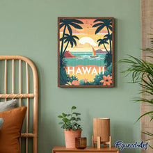 Carica l'immagine nel visualizzatore di Gallery, Diamond Painting - Poster di viaggio alle Hawaii 40x50cm tela già incorniciata