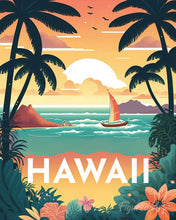 Carica l'immagine nel visualizzatore di Gallery, Diamond Painting - Poster di viaggio alle Hawaii 40x50cm tela già incorniciata