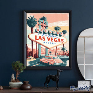 Diamond Painting - Poster di viaggio a Las Vegas 40x50cm tela già incorniciata
