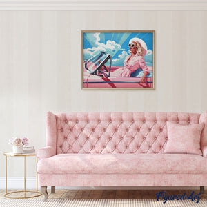 Diamond Painting - Diva in Auto Rosa Retrò