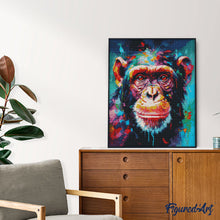 Carica l'immagine nel visualizzatore di Gallery, Diamond Painting - Scimpanzé Astratto Colorato