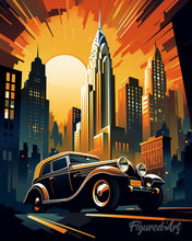 Carica l'immagine nel visualizzatore di Gallery, Diamond Painting - Auto in New York Art Deco 40x50cm tela già incorniciata