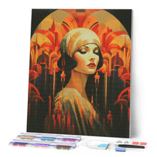 Carica l'immagine nel visualizzatore di Gallery, Diamond Painting - Donna Art Deco 40x50cm tela già incorniciata