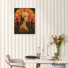 Carica l'immagine nel visualizzatore di Gallery, Diamond Painting - Donna Art Deco 40x50cm tela già incorniciata