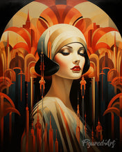 Carica l'immagine nel visualizzatore di Gallery, Diamond Painting - Donna Art Deco 40x50cm tela già incorniciata