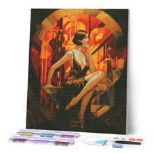 Carica l'immagine nel visualizzatore di Gallery, Diamond Painting - Donna seduta Art Deco 40x50cm tela già incorniciata