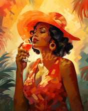 Carica l&#39;immagine nel visualizzatore di Gallery, Diamond Painting - Donna con bicchiere Art Deco 40x50cm tela già incorniciata