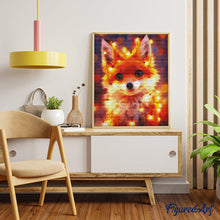Carica l'immagine nel visualizzatore di Gallery, Diamond Painting - Piccola Volpe con Lucine 40x50cm tela già incorniciata