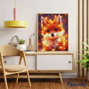 Diamond Painting - Piccola Volpe con Lucine 40x50cm tela già incorniciata