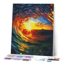 Carica l'immagine nel visualizzatore di Gallery, Diamond Painting - L'Onda e il Tramonto 40x50cm tela già incorniciata